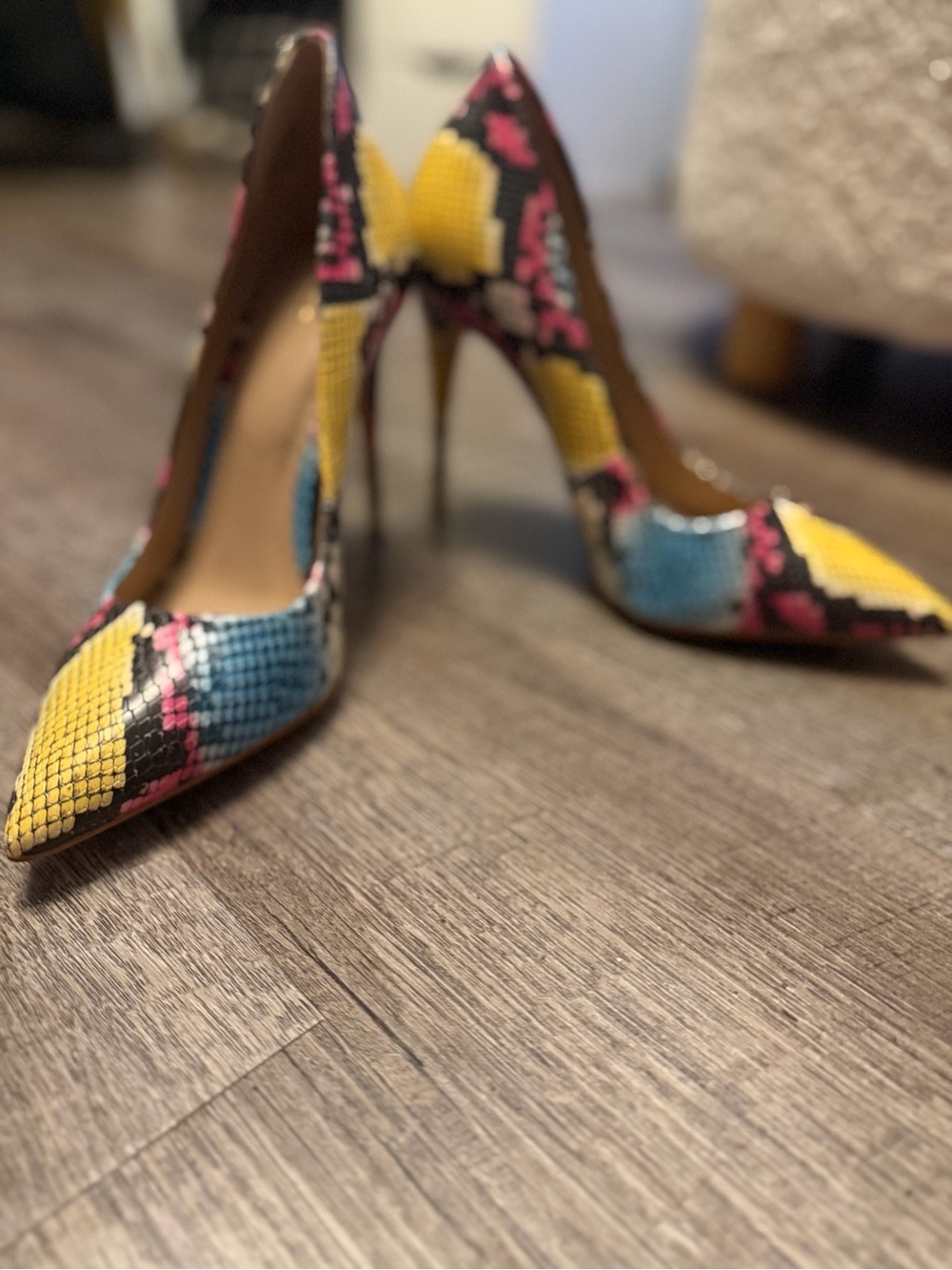 ALDO Size 8.5 Multicolor Snakeskin Pointed Toe Stiletto Pumps Heels